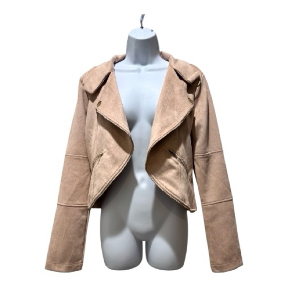 Blu Pepper Women’s XL Soft Brushed Moto-Style Jacket Pale Pink